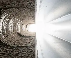 air duct cleaning services showing interior duct system inspection and cleaning in Evansville, IN